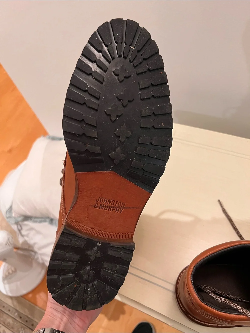 Johnston & Murphy Men's Cognac Leather Ankle Boots